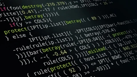 Source code scrolling 4K Animation. Program code development process Stock Footage 124018541