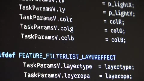 Source code scrolling down on a computer screen Stock Footage 323478490