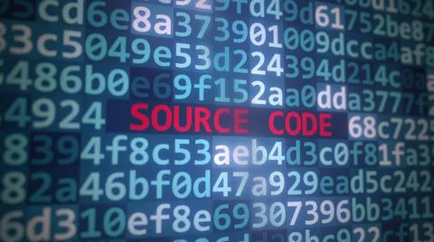 SOURCE CODE text and program code on the computer screen. 3D rendering Stock Illustration