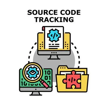 Source code tracking process developing program debugging 스톡 일러스트