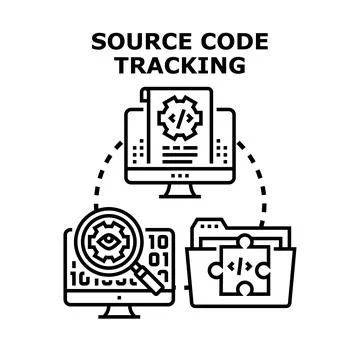 Source code tracking process developing program debugging 스톡 일러스트