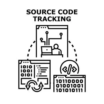 Source code tracking process for software development Stock Illustration