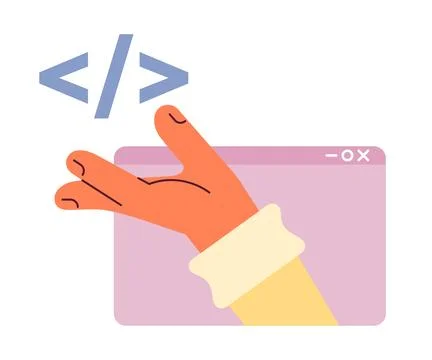 Source code of website flat concept vector spot illustration Stock Illustration