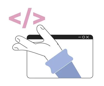 Source code of website line concept vector spot illustration Illustrazione stock