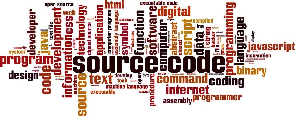 Source code word cloud Illustrazione stock