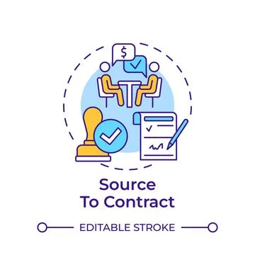 Source to contract multi color concept icon Stock Illustration