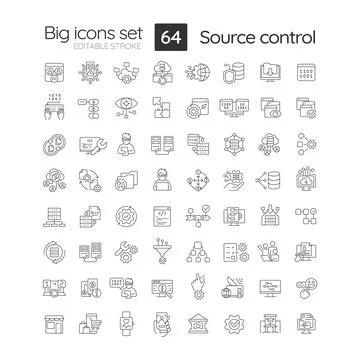 Source control linear icons set Illustrazione stock