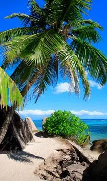 Source d'Argent Beach, Island La Digue, Republic of Seychelles, Africa. Stock Photos