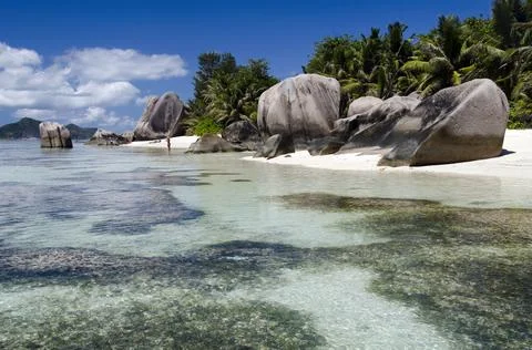 Source de argent beach in Seychelles Stock Photos