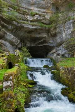 Source de la Loue, river Doubs, Ouhans, Jura, Franche Comte, France Stock Photos