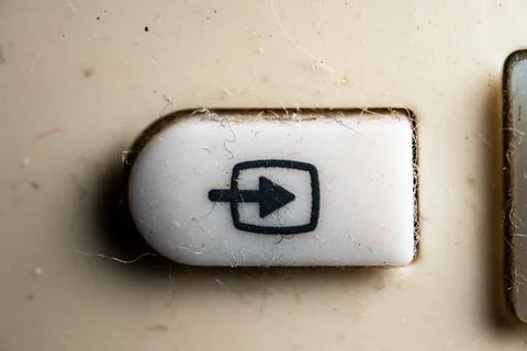 Source icon and button close up of a old Television remote controller Stock Photos