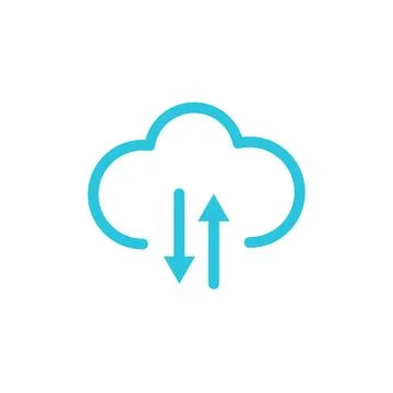 Source of knowledge. Cloud transfer. Isolated on white background. From blu.. Illustrazione stock