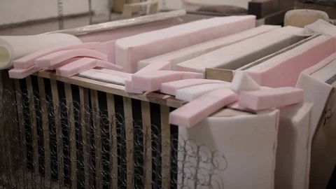 Source material and bases for the assembly of the sofa Stock Footage 84442553