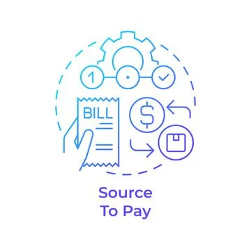 Source to pay blue gradient concept icon Illustrazione stock