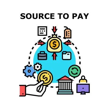 Source to pay business process management concept Stock Illustration