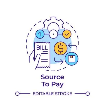 Source to pay multi color concept icon Stock Illustration