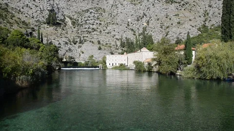 Source of river with beautiful green color. River Ombla near Dubrovnik, Croatia. Stock Footage 118374247
