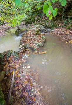 The source of the river, a walk along the riverbed with an overview of the ca Stock Photos