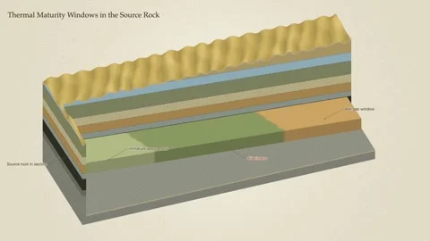 Source Rock Thermal Maturity Oil Window Shale Play Block Diagram Petroleum 스톡 동영상 344246192