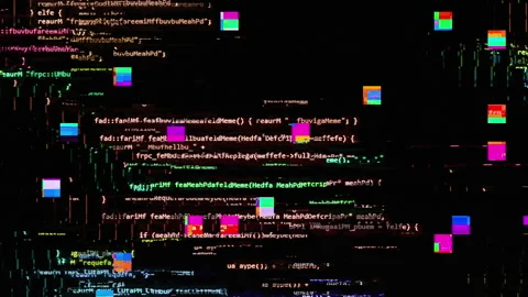 Source scrolling glitch code scrambled black Stock Footage 151677236