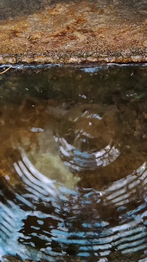 Source of spring water from a metal tap. Close-up. Top view. Drinking water Stock Footage 315219467