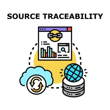 Source traceability digital tracking system technology concept Illustrazione stock
