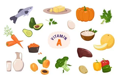 Source of vitamin A Illustrazione stock