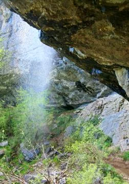 Source of wuchang-su waterfall  (aj-petri mount, trail botanical Stock Photos