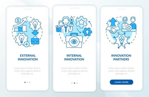 Sources for idea generation blue onboarding mobile app screen イラスト素材