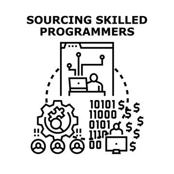 Sourcing skilled programmers for digital development team 库存插图