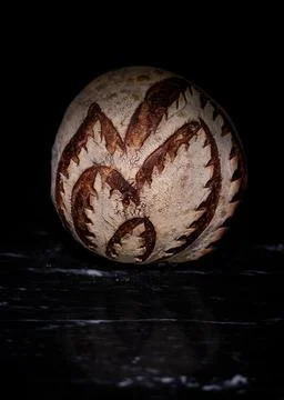 Sourdough Boule with Flame Scoring Pattern Stock Photos