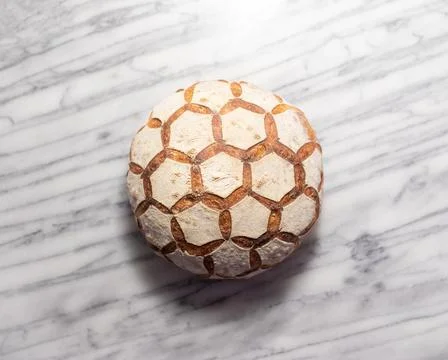 Sourdough Boule with Hexagon Scoring Pattern Stock Photos