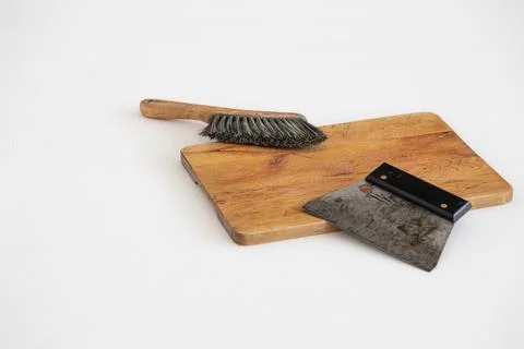 Sourdough bread baking tools on bread board Stock Photos
