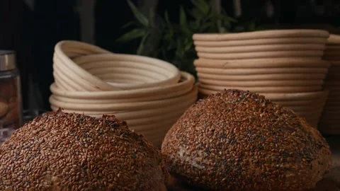 Sourdough Bread with chia seed and flaxseed. Stock Footage 301417828