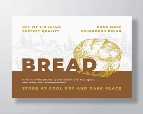 Sourdough Bread Label Template. Abstract Vector Packaging Design Layout. Modern Stock Illustration