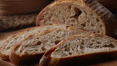 Sourdough Bread on Wooden Table. Stock Footage 298614112