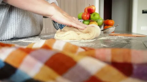 Sourdough Folding Dough Stock Footage 219284015