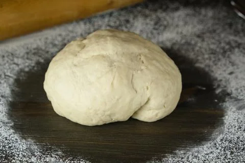 Sourdough is ready for rolling and baking. close-up. the process of making ho Stock Photos