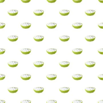 Soursop fruit slices seamless pattern illustration Stock Illustration