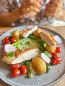 Sous vide chicken Stock Photos