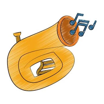 Sousaphone music instrument scribble Stock Illustration