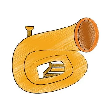 Sousaphone music instrument scribble Stock Illustration
