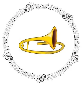 A sousaphone with musical notes on white background 스톡 일러스트