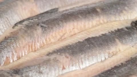 Soused herring fillet rotating close up 動画素材 137048103