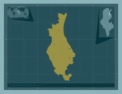 Sousse, Tunisia. Solid color shape. Locations of major cities of the region Stock Illustration