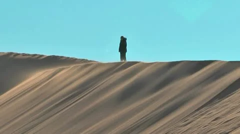 Soussuvlei namibia top of big daddy dune visited by a lonely tourist Stock Footage 12424648