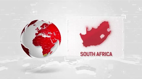 South Africa 4K Tech Map Beside Globe On White Background Stock Footage 338240903