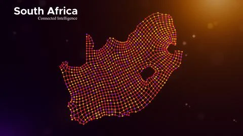 South Africa Connected Intelligence Technology Network Map Presentation Conce Stock Illustration