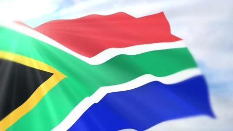 South Africa Flag Seamless Loop 4k 60fps on Sky Background Stock Footage 340620835