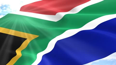 South Africa Flag Seamless Loop 4k 60fps on Sky Background Stock Footage 341551849